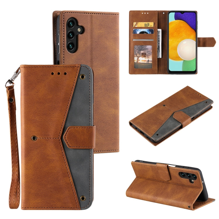 For Samsung Galaxy S25+ 5G Nail Skin Feel Stitching Calf Texture Leather Phone Case(Brown) - Galaxy S25+ 5G Cases by PMC TechLife | Online Shopping South Africa | PMC TechLife | Buy Now Pay Later Mobicred