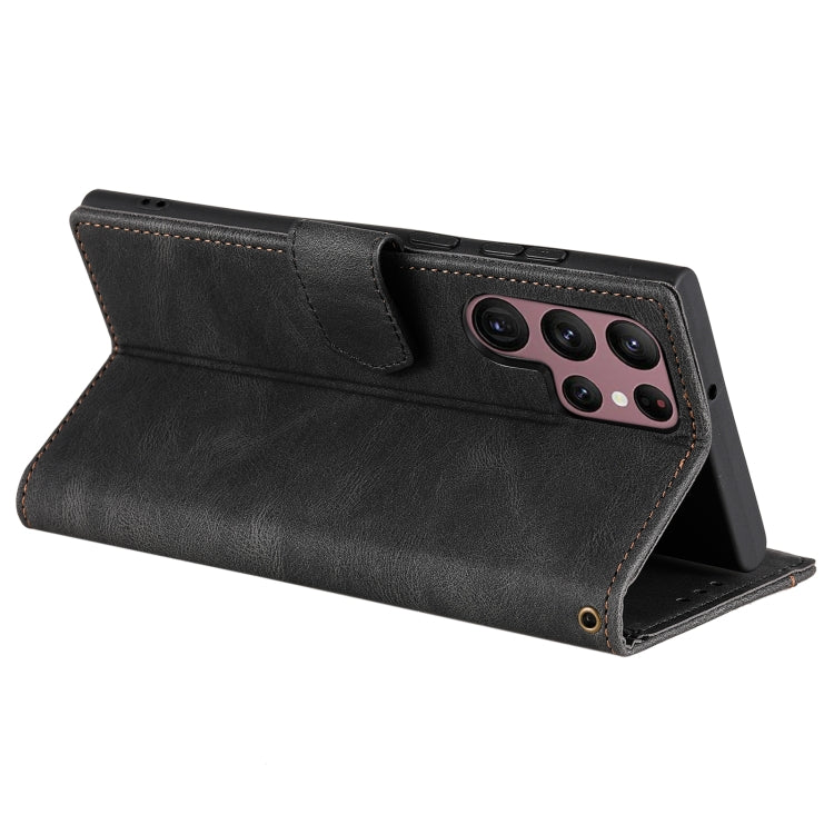 For Samsung Galaxy S25 Ultra 5G Nail Skin Feel Stitching Calf Texture Leather Phone Case(Black) - Galaxy S25 Ultra 5G Cases by PMC TechLife | Online Shopping South Africa | PMC TechLife | Buy Now Pay Later Mobicred