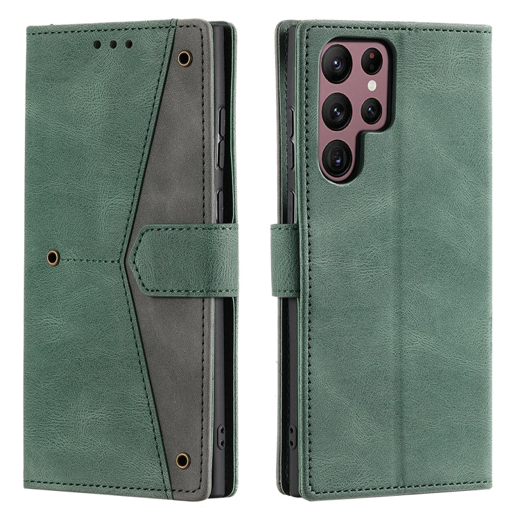 For Samsung Galaxy S25 Ultra 5G Nail Skin Feel Stitching Calf Texture Leather Phone Case(Green) - Galaxy S25 Ultra 5G Cases by PMC TechLife | Online Shopping South Africa | PMC TechLife | Buy Now Pay Later Mobicred