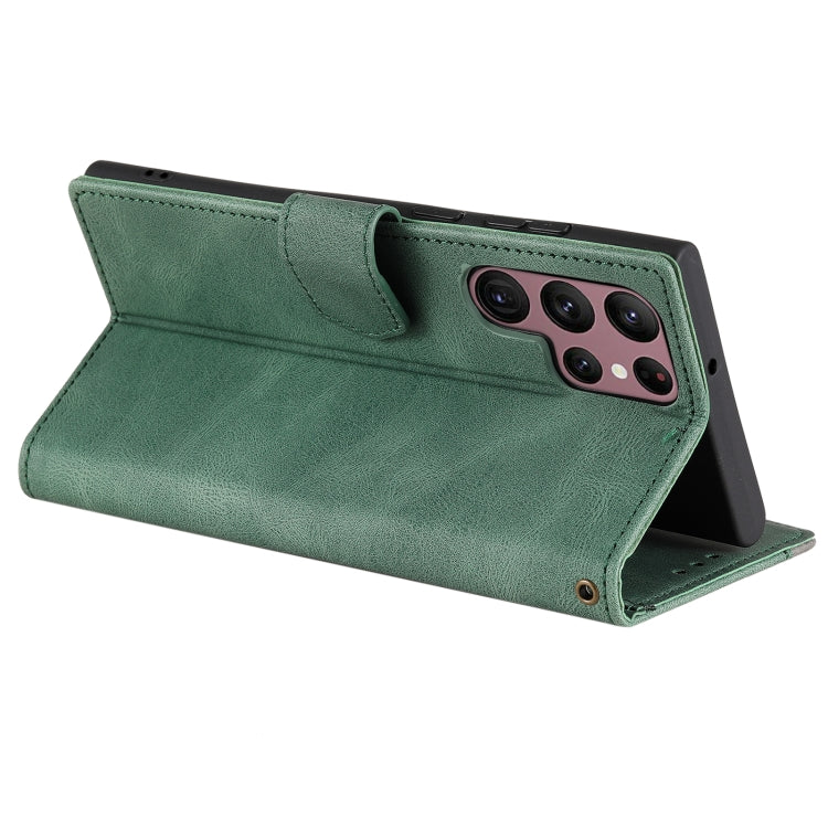 For Samsung Galaxy S25 Ultra 5G Nail Skin Feel Stitching Calf Texture Leather Phone Case(Green) - Galaxy S25 Ultra 5G Cases by PMC TechLife | Online Shopping South Africa | PMC TechLife | Buy Now Pay Later Mobicred