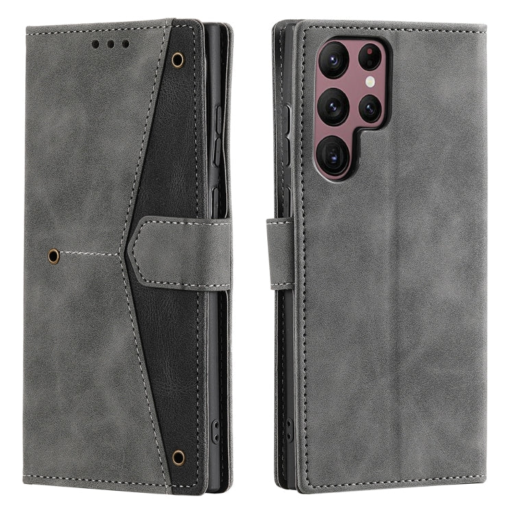 For Samsung Galaxy S25 Ultra 5G Nail Skin Feel Stitching Calf Texture Leather Phone Case(Grey) - Galaxy S25 Ultra 5G Cases by PMC TechLife | Online Shopping South Africa | PMC TechLife | Buy Now Pay Later Mobicred