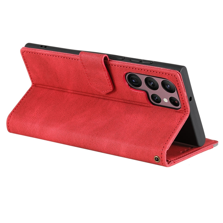 For Samsung Galaxy S25 Ultra 5G Nail Skin Feel Stitching Calf Texture Leather Phone Case(Red) - Galaxy S25 Ultra 5G Cases by PMC TechLife | Online Shopping South Africa | PMC TechLife | Buy Now Pay Later Mobicred