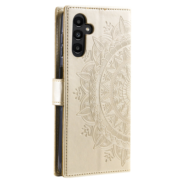 For Samsung Galaxy S25 5G Totem Flower Embossed Leather Phone Case(Gold) - Galaxy S25 5G Cases by PMC TechLife | Online Shopping South Africa | PMC TechLife | Buy Now Pay Later Mobicred