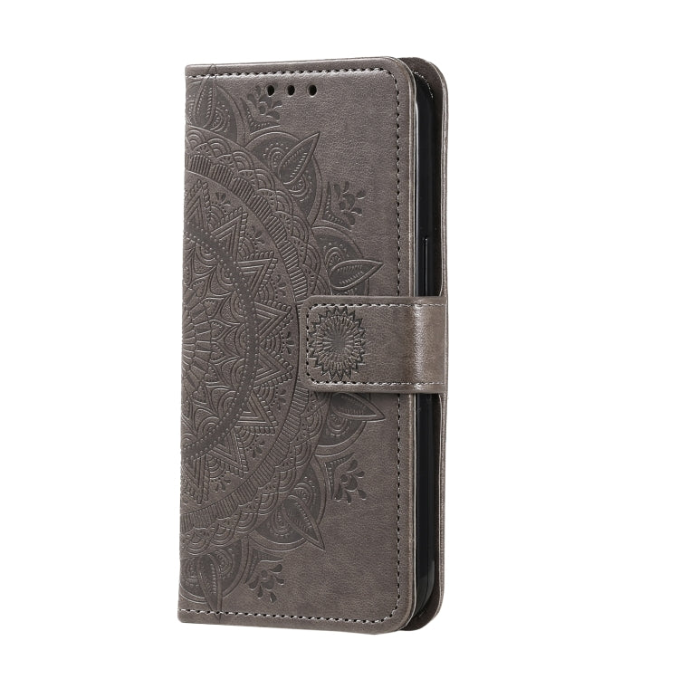 For Samsung Galaxy S25 5G Totem Flower Embossed Leather Phone Case(Grey) - Galaxy S25 5G Cases by PMC TechLife | Online Shopping South Africa | PMC TechLife | Buy Now Pay Later Mobicred