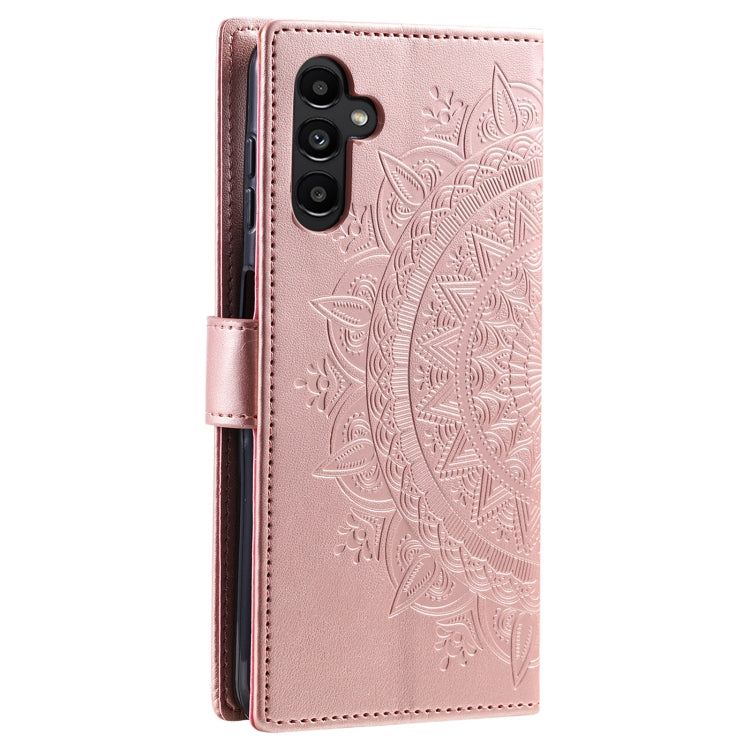 For Samsung Galaxy S25 5G Totem Flower Embossed Leather Phone Case(Rose Gold) - Galaxy S25 5G Cases by PMC TechLife | Online Shopping South Africa | PMC TechLife | Buy Now Pay Later Mobicred