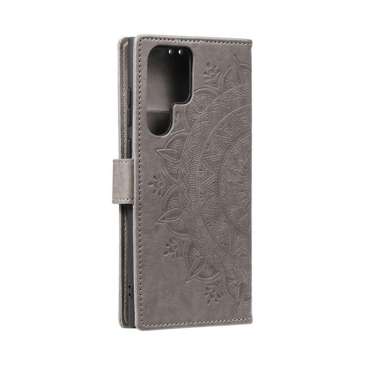 For Samsung Galaxy S25 Ultra 5G Totem Flower Embossed Leather Phone Case(Grey) - Galaxy S25 Ultra 5G Cases by PMC TechLife | Online Shopping South Africa | PMC TechLife | Buy Now Pay Later Mobicred