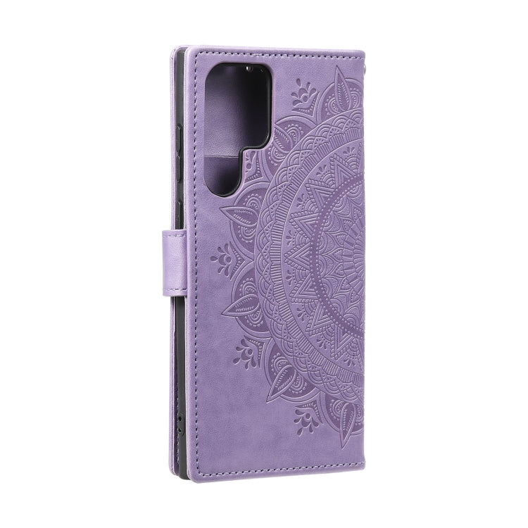 For Samsung Galaxy S25 Ultra 5G Totem Flower Embossed Leather Phone Case with Lanyard(Purple) - free shipping - PMC TechLife - Order now!