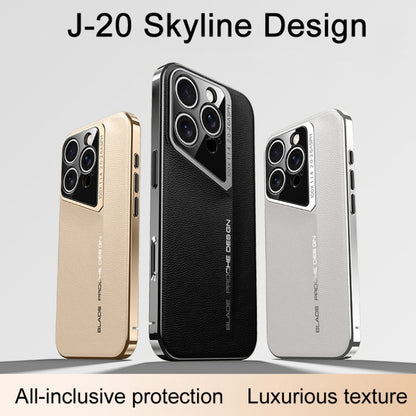 For iPhone 16 Pro J-20 Leather Skyline Design Full Coverage Phone Case(Gold) - iPhone 16 Pro Cases by PMC Jewellery | Online Shopping South Africa | PMC Jewellery | Buy Now Pay Later Mobicred