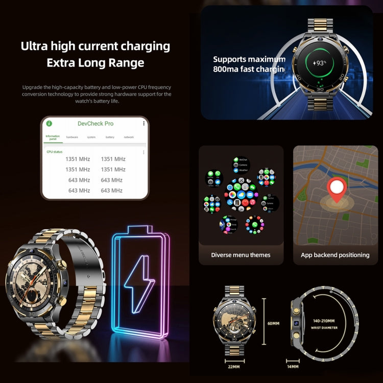 T7 1.508 inch 4G LTE Android 10 Smart Watch, 6GB+128GB, MTK6762 Octa Core, Support Heart Rate / Blood Oxygen(Gold) - Smart Watches by PMC TechLife | Online Shopping South Africa | PMC TechLife | Buy Now Pay Later Mobicred