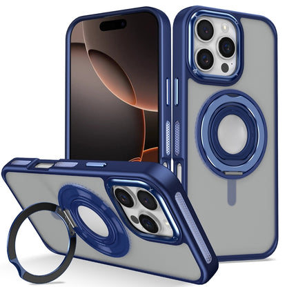 For iPhone 16 Pro Skin Feel Matte 360 Degree Rotating Silicone Ring Holder Phone Case(Royal Blue) - iPhone 16 Pro Cases by PMC Jewellery | Online Shopping South Africa | PMC Jewellery | Buy Now Pay Later Mobicred