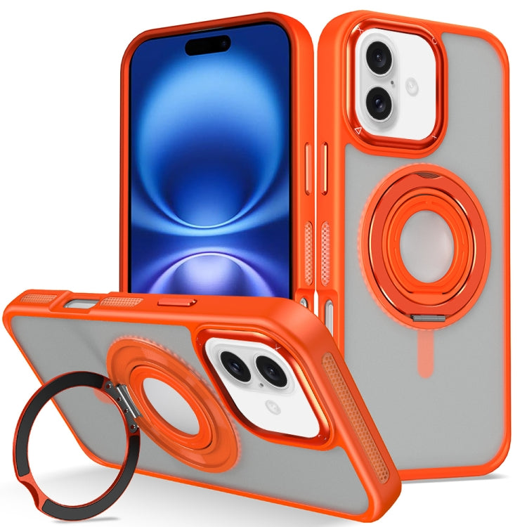 For iPhone 16 Plus Skin Feel Matte 360 Degree Rotating Silicone Ring Holder Phone Case(Orange) - iPhone 16 Plus Cases by PMC Jewellery | Online Shopping South Africa | PMC Jewellery | Buy Now Pay Later Mobicred