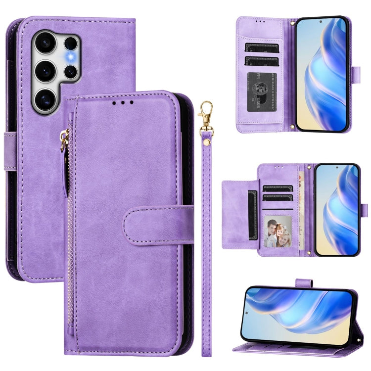 For Samsung Galaxy S25 Ultra 5G Multi-Card Slots Zipper Wallet Leather Phone Case(Purple) - Galaxy S25 Ultra 5G Cases by PMC Jewellery | Online Shopping South Africa | PMC Jewellery | Buy Now Pay Later Mobicred