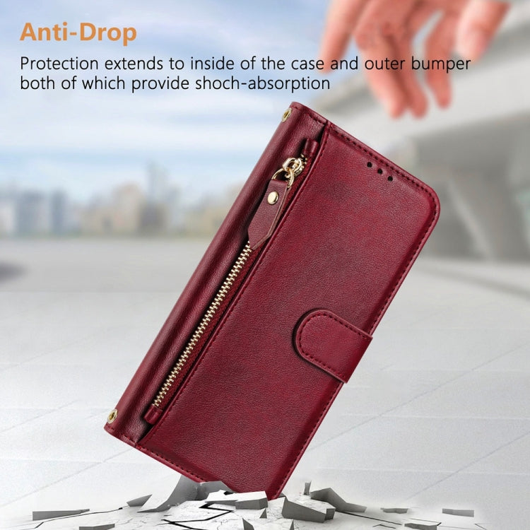 For Samsung Galaxy S25+ 5G Multi-Card Slots Zipper Wallet Leather Phone Case(Dark Red) - Galaxy S25+ 5G Cases by PMC Jewellery | Online Shopping South Africa | PMC Jewellery | Buy Now Pay Later Mobicred