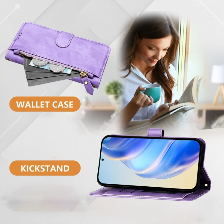 For Samsung Galaxy S25 5G Multi-Card Slots Zipper Wallet Leather Phone Case(Purple) - Galaxy S25 5G Cases by PMC Jewellery | Online Shopping South Africa | PMC Jewellery | Buy Now Pay Later Mobicred