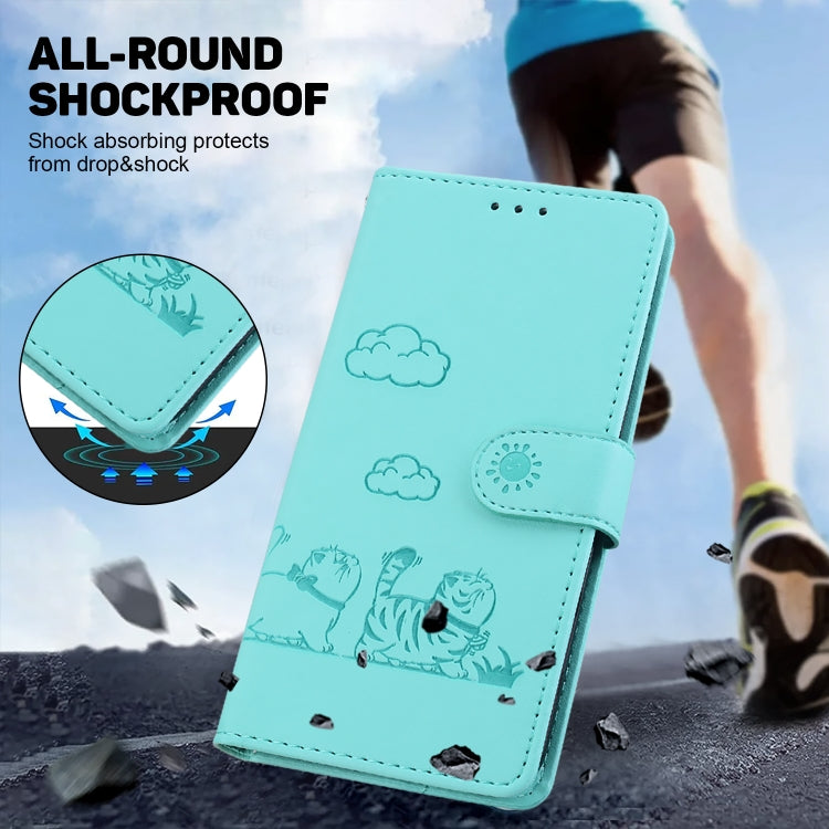 For Samsung Galaxy S25 Ultra 5G Cute Cats RFID Leather Phone Case(Green) - Galaxy S25 Ultra 5G Cases by PMC Jewellery | Online Shopping South Africa | PMC Jewellery | Buy Now Pay Later Mobicred