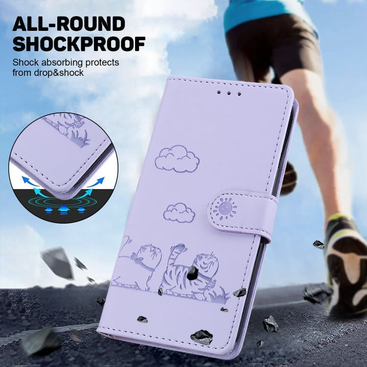 For Samsung Galaxy S25 Ultra 5G Cute Cats RFID Leather Phone Case(Purple) - Galaxy S25 Ultra 5G Cases by PMC Jewellery | Online Shopping South Africa | PMC Jewellery | Buy Now Pay Later Mobicred