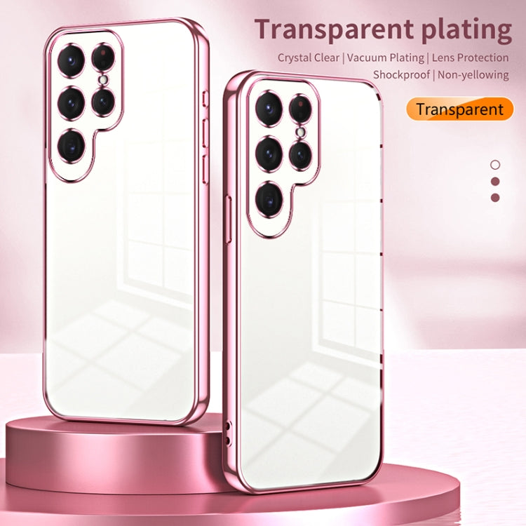 For Samsung Galaxy S25 Ultra 5G Transparent Plating Fine Hole Phone Case(Blue) - Galaxy S25 Ultra 5G Cases by PMC Jewellery | Online Shopping South Africa | PMC Jewellery | Buy Now Pay Later Mobicred