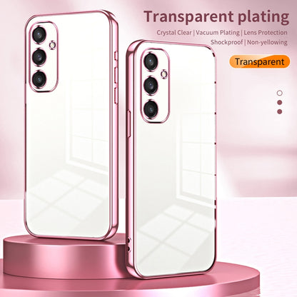 For Samsung Galaxy S25 5G Transparent Plating Fine Hole Phone Case(Pink) - Galaxy S25 5G Cases by PMC Jewellery | Online Shopping South Africa | PMC Jewellery | Buy Now Pay Later Mobicred