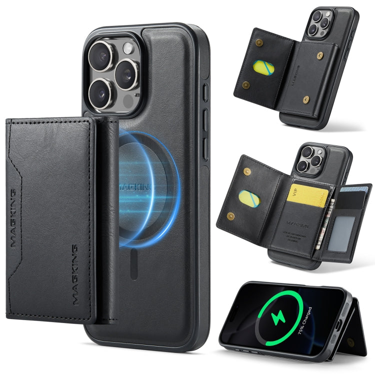 For iPhone 16 Pro Max DG.MING MAGKING-K2 Series MagSafe RFID Card Bag Detachable Phone Case(Black) - iPhone 16 Pro Max Cases by DG.MING | Online Shopping South Africa | PMC Jewellery | Buy Now Pay Later Mobicred