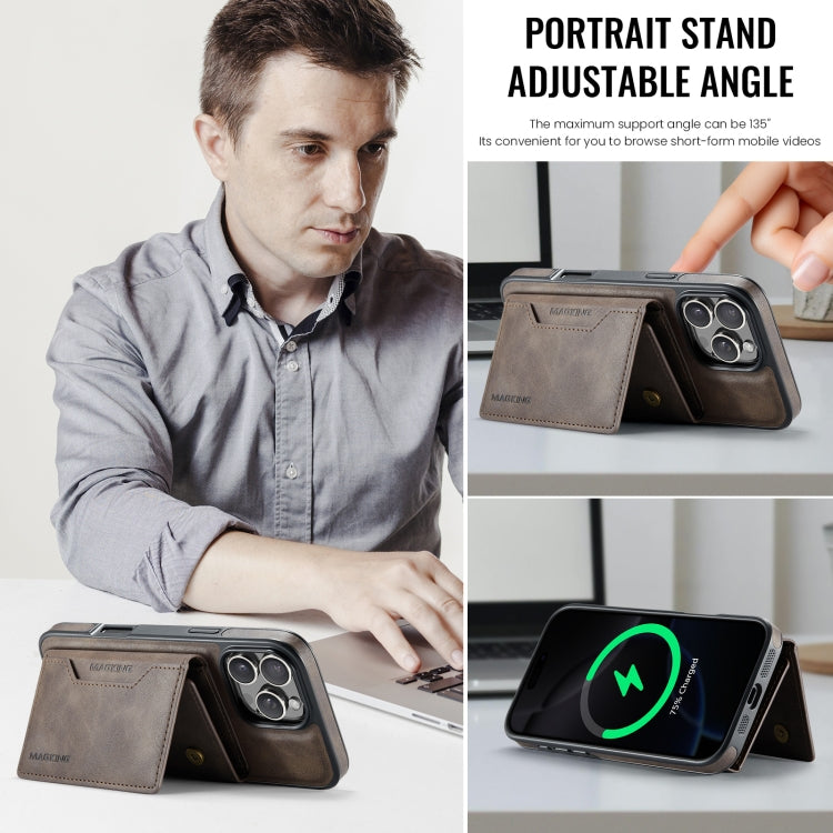 For iPhone 16 Pro Max DG.MING MAGKING-K2 Series MagSafe RFID Card Bag Detachable Phone Case(Coffee) - free shipping - PMC Jewellery - Order now!