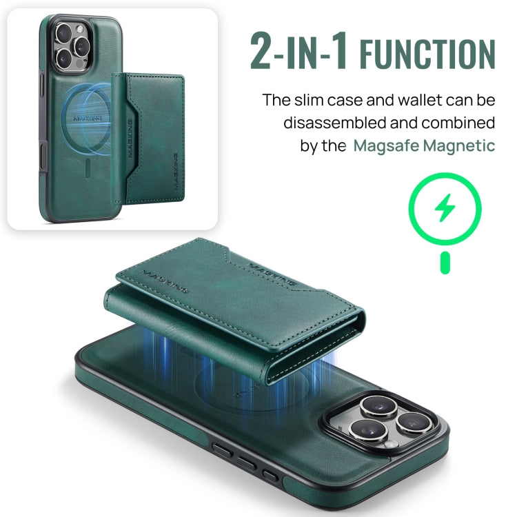 For iPhone 16 Pro Max DG.MING MAGKING-K2 Series MagSafe RFID Card Bag Detachable Phone Case(Green) - free shipping - PMC Jewellery - Order now!