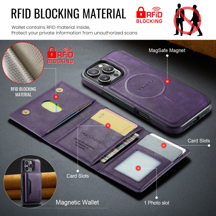 For iPhone 16 Pro Max DG.MING MAGKING-K2 Series MagSafe RFID Card Bag Detachable Phone Case(Purple) - free shipping - PMC Jewellery - Order now!