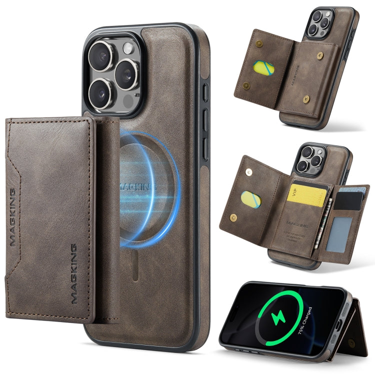 For iPhone 16 Pro DG.MING MAGKING-K2 Series MagSafe RFID Card Bag Detachable Phone Case(Coffee) - iPhone 16 Pro Cases by DG.MING | Online Shopping South Africa | PMC Jewellery | Buy Now Pay Later Mobicred