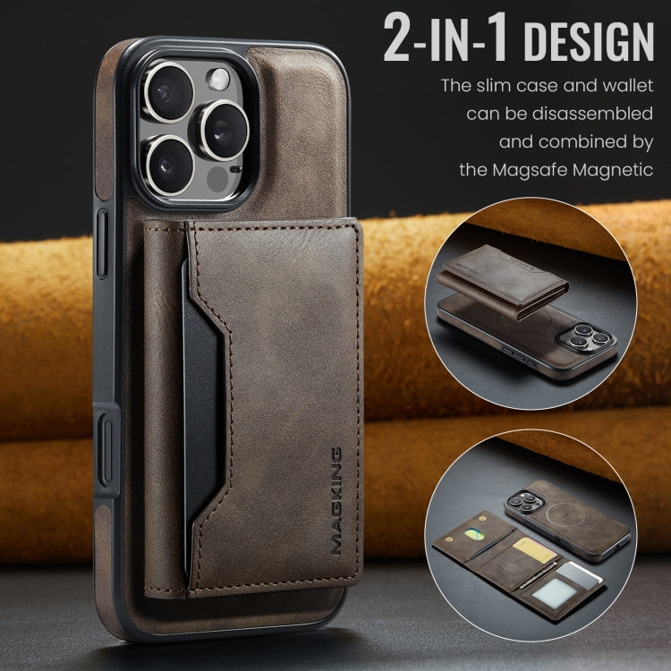 For iPhone 16 Pro DG.MING MAGKING-K2 Series MagSafe RFID Card Bag Detachable Phone Case(Coffee) - iPhone 16 Pro Cases by DG.MING | Online Shopping South Africa | PMC Jewellery | Buy Now Pay Later Mobicred