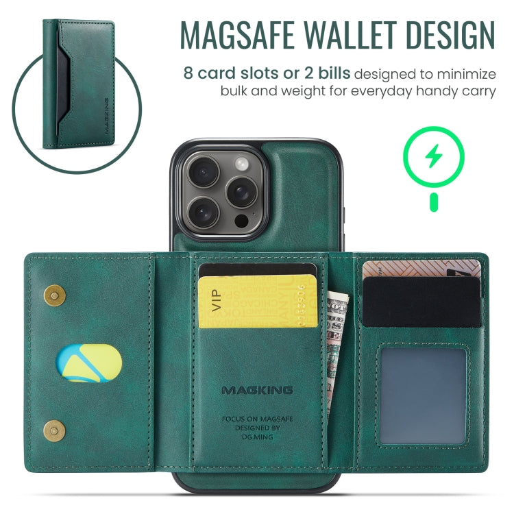 For iPhone 16 Pro DG.MING MAGKING-K2 Series MagSafe RFID Card Bag Detachable Phone Case(Green) - iPhone 16 Pro Cases by DG.MING | Online Shopping South Africa | PMC Jewellery | Buy Now Pay Later Mobicred