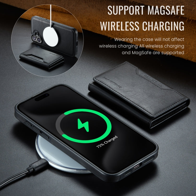 For iPhone 16 Plus DG.MING MAGKING-K2 Series MagSafe RFID Card Bag Detachable Phone Case(Black) - iPhone 16 Plus Cases by DG.MING | Online Shopping South Africa | PMC Jewellery | Buy Now Pay Later Mobicred