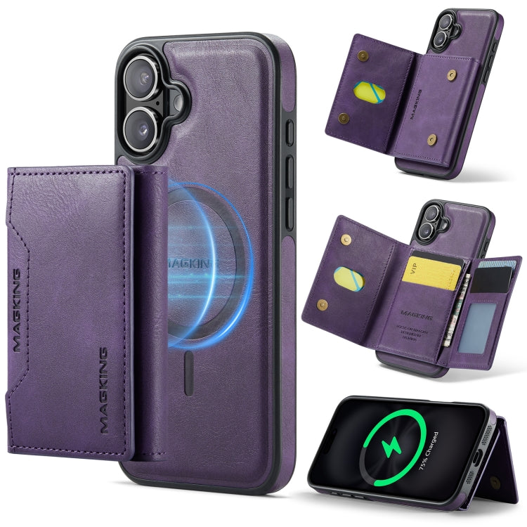 For iPhone 16 Plus DG.MING MAGKING-K2 Series MagSafe RFID Card Bag Detachable Phone Case(Purple) - iPhone 16 Plus Cases by DG.MING | Online Shopping South Africa | PMC Jewellery | Buy Now Pay Later Mobicred