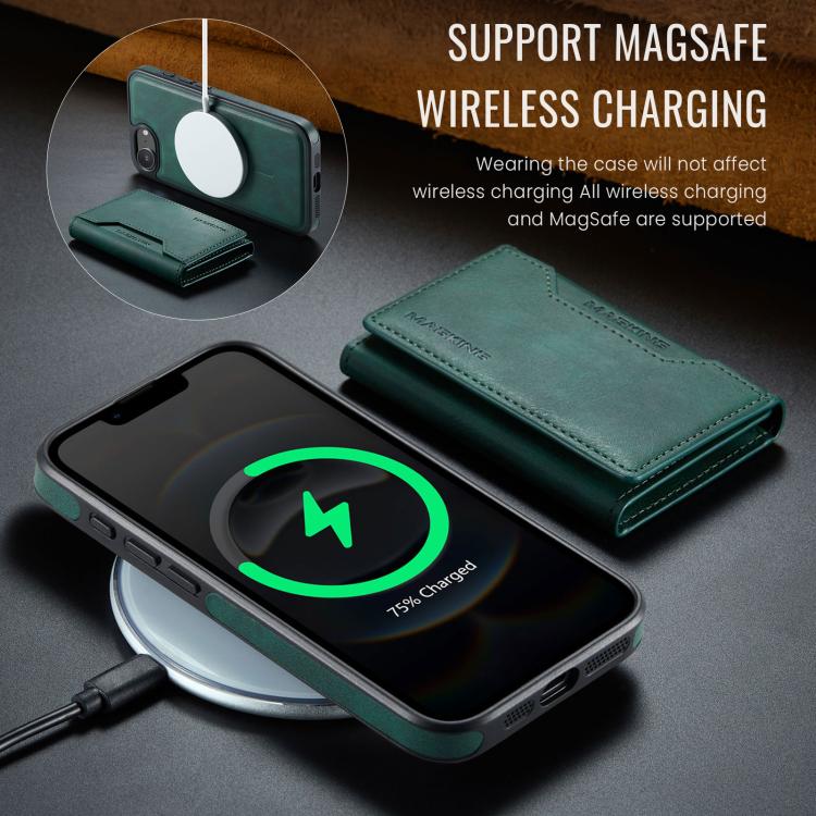 For iPhone 16e DG.MING MAGKING-K2 Series MagSafe RFID Card Bag Detachable Phone Case(Green) - free shipping - PMc TechLife - Order now!