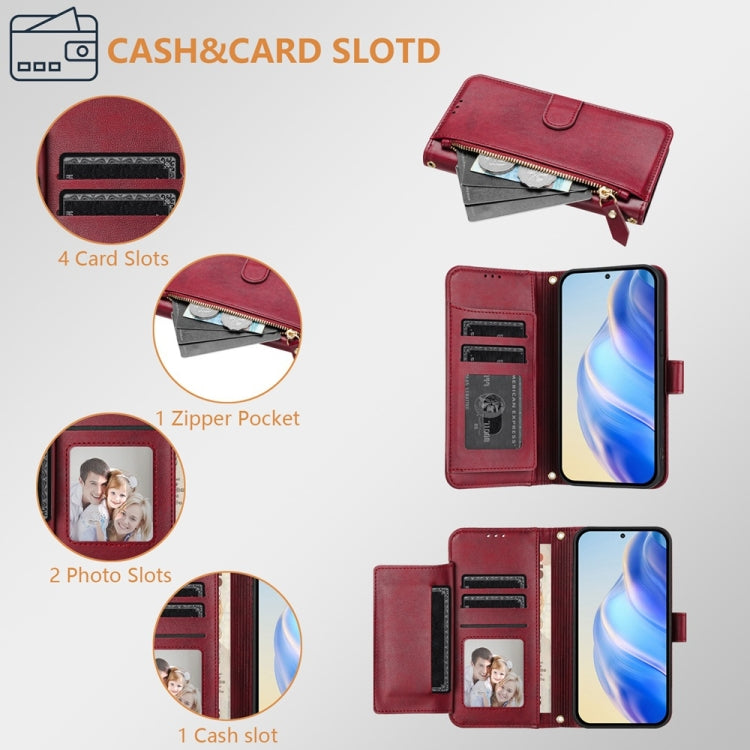 For Motorola Edge 5G 2024 Multi-Card Slots Zipper Wallet Leather Phone Case(Dark Red) - Motorola Cases by PMC Jewellery | Online Shopping South Africa | PMC Jewellery | Buy Now Pay Later Mobicred