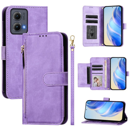 For Motorola Edge 5G 2024 Multi-Card Slots Zipper Wallet Leather Phone Case(Purple) - Motorola Cases by PMC Jewellery | Online Shopping South Africa | PMC Jewellery | Buy Now Pay Later Mobicred