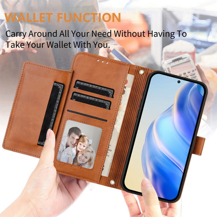 For Motorola Moto G Play 4G 2024 Global Multi-Card Slots Zipper Wallet Leather Phone Case(Brown) - Motorola Cases by PMC Jewellery | Online Shopping South Africa | PMC Jewellery | Buy Now Pay Later Mobicred