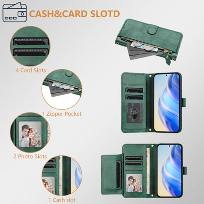 For Motorola Moto G Power 5G 2024 Multi-Card Slots Zipper Wallet Leather Phone Case(Green) - Motorola Cases by PMC Jewellery | Online Shopping South Africa | PMC Jewellery | Buy Now Pay Later Mobicred