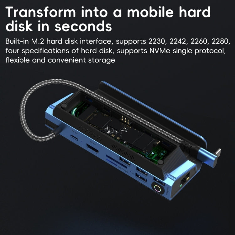 YCE-V279 10 in 1 USB-C Gaming Dock Station Hard Disk Enclosure with Detachable Fan(Blue Black) - free shipping - PMC Jewellery - Order now!