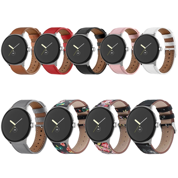 For Google Pixel Watch 3 45mm Round Tail Genuine Leather Watch Band(Brown) - Watch Bands by PMc TechLife | Online Shopping South Africa | PMc TechLife | Buy Now Pay Later Mobicred