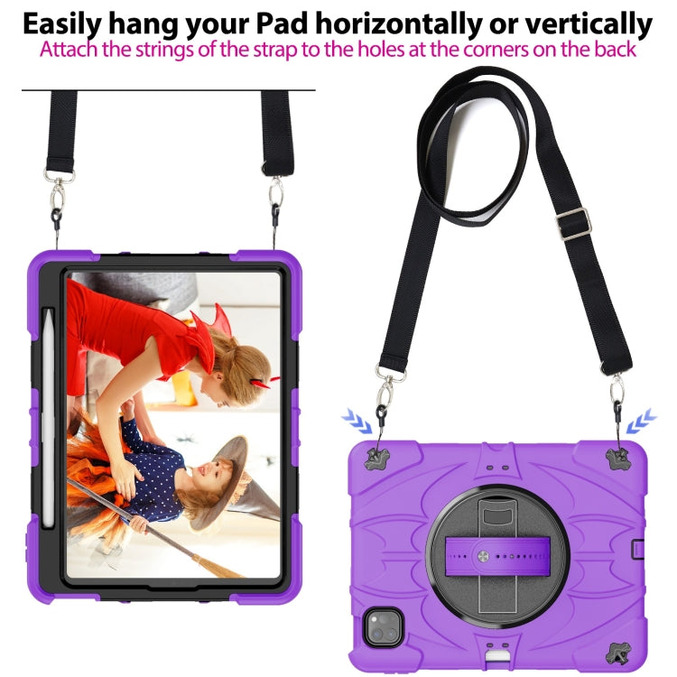 For iPad Pro 11 2022 / Air 10.9 2022 Bat Hand Grip Turntable Stand Tablet Case(Purple Black) - iPad Pro 11 (2022/2021) Cases by PMC Jewellery | Online Shopping South Africa | PMC Jewellery | Buy Now Pay Later Mobicred