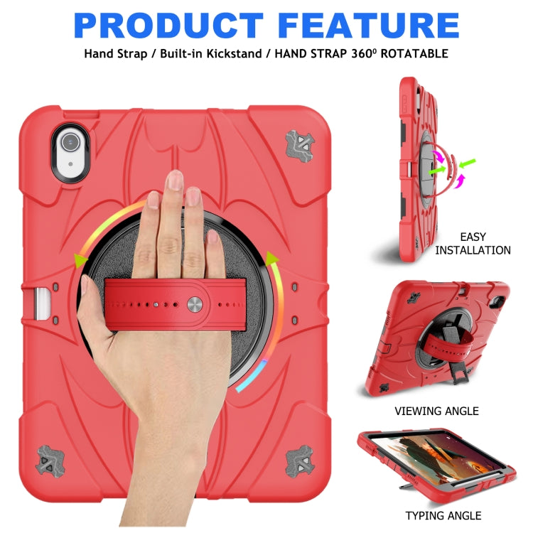 For iPad Air 11 2024 / 10.9 2022 Bat Hand Grip Turntable Stand Tablet Case(Red Black) - iPad Air 11 2024 Cases by PMC Jewellery | Online Shopping South Africa | PMC Jewellery | Buy Now Pay Later Mobicred