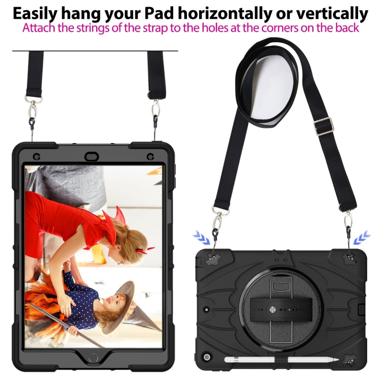 For iPad 10.2 2021 / 2020 / 2019 Bat Hand Grip Turntable Stand Tablet Case(Black) - iPad 10.2 Cases by PMC Jewellery | Online Shopping South Africa | PMC Jewellery | Buy Now Pay Later Mobicred