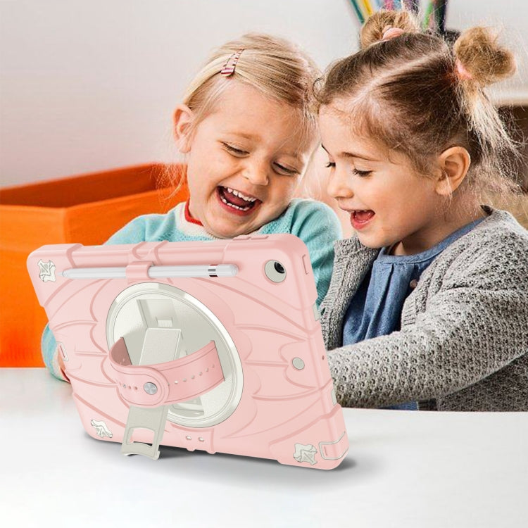 For iPad 10.2 2021 / 2020 / 2019 Bat Hand Grip Turntable Stand Tablet Case(Pink White) - iPad 10.2 Cases by PMC Jewellery | Online Shopping South Africa | PMC Jewellery | Buy Now Pay Later Mobicred