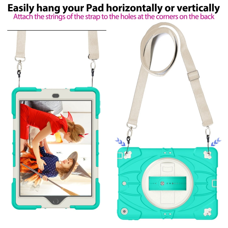 For iPad 9.7 2018 / 2017 / Air 2 Bat Hand Grip Turntable Stand Tablet Case(Mint Green White) - iPad 9.7 (2018) & (2017) Cases by PMC Jewellery | Online Shopping South Africa | PMC Jewellery | Buy Now Pay Later Mobicred