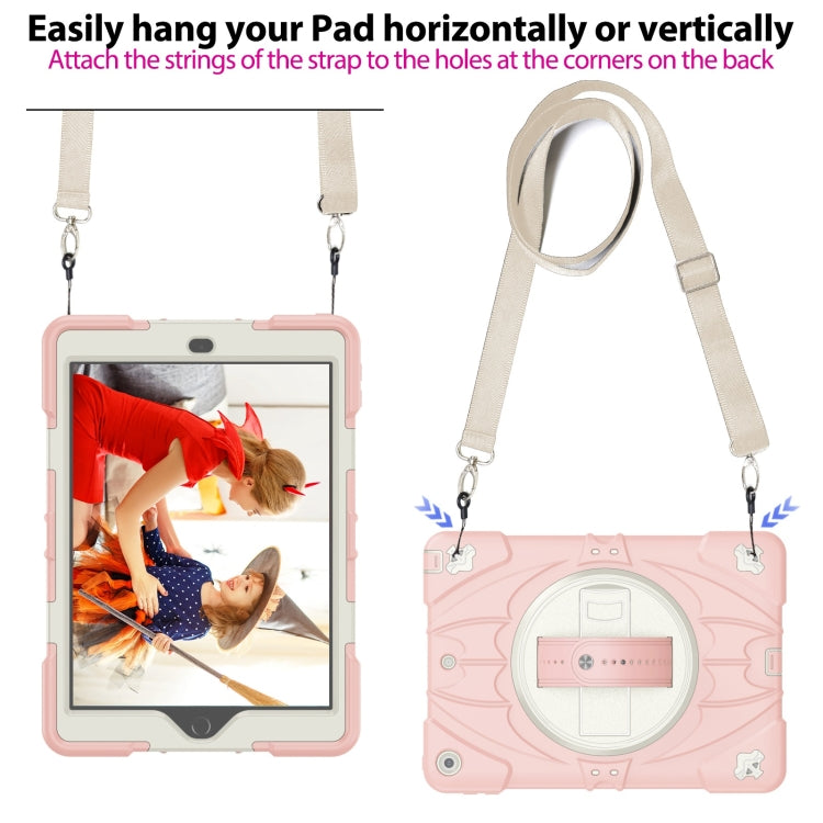 For iPad 9.7 2018 / 2017 / Air 2 Bat Hand Grip Turntable Stand Tablet Case(Pink White) - iPad 9.7 (2018) & (2017) Cases by PMC Jewellery | Online Shopping South Africa | PMC Jewellery | Buy Now Pay Later Mobicred