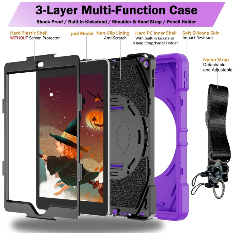 For iPad 9.7 2018 / 2017 / Air 2 Bat Hand Grip Turntable Stand Tablet Case(Purple Black) - iPad 9.7 (2018) & (2017) Cases by PMC Jewellery | Online Shopping South Africa | PMC Jewellery | Buy Now Pay Later Mobicred