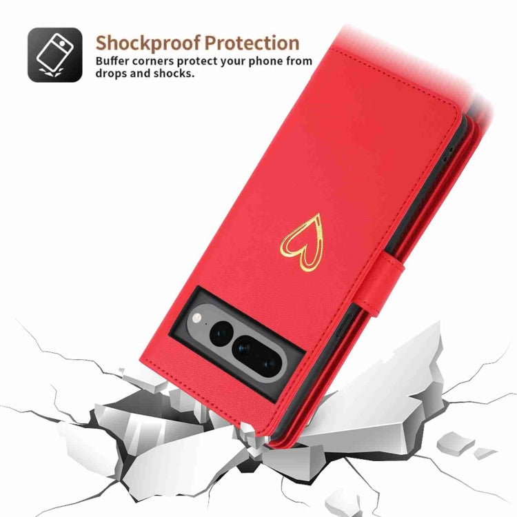 For Google Pixel 7 Pro POLA Love Multi-Card Slots Zipper Wallet Leather Phone Case(Red) - free shipping - PMC TechLife - Order now!