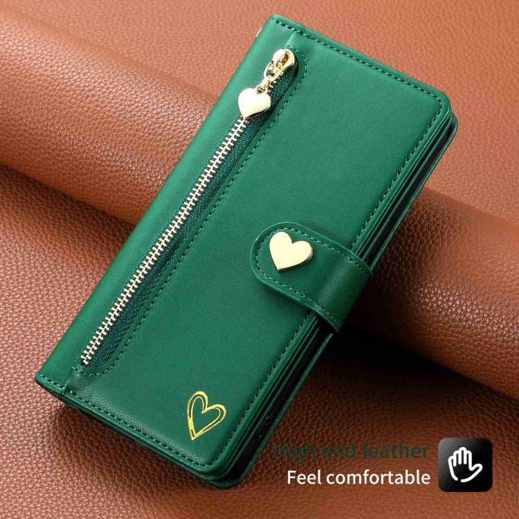 For Google Pixel 7 Pro POLA Love Multi-Card Slots Zipper Wallet Leather Phone Case(Dark Green) - free shipping - PMC TechLife - Order now!