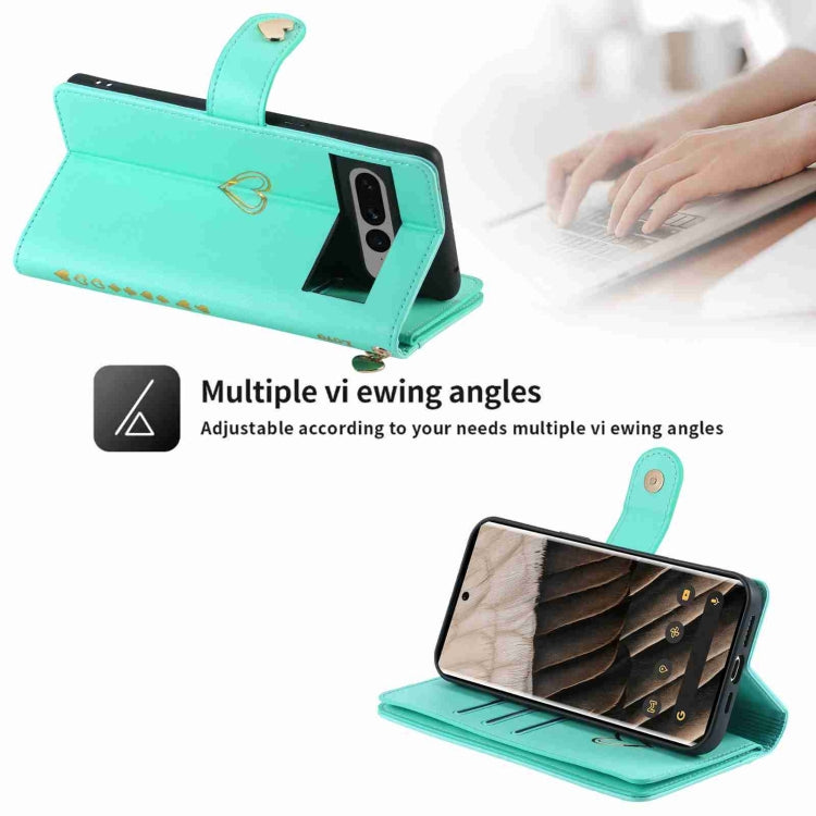 For Google Pixel 7 Pro POLA Love Multi-Card Slots Zipper Wallet Leather Phone Case(Light Green) - free shipping - PMC TechLife - Order now!