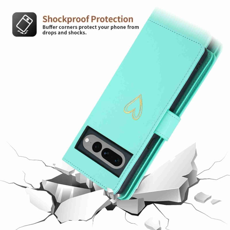 For Google Pixel 7 Pro POLA Love Multi-Card Slots Zipper Wallet Leather Phone Case(Light Green) - free shipping - PMC TechLife - Order now!