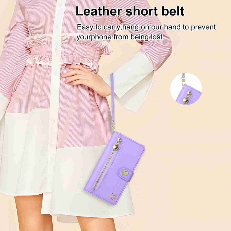 For Google Pixel 7 Pro POLA Love Multi-Card Slots Zipper Wallet Leather Phone Case(Purple) - Google Cases by POLA | Online Shopping South Africa | PMC TechLife | Buy Now Pay Later Mobicred